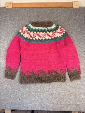 Vintage Elegant Passage Sweater Womens L Abstract Colorful Wool Handknit 90s